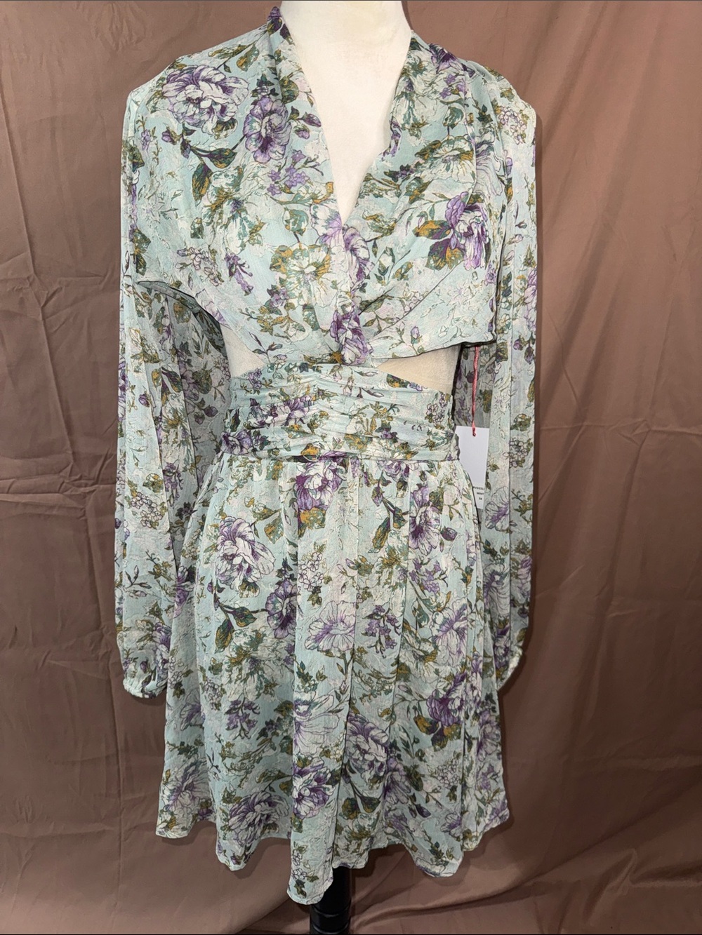 NWT Floral Midi Dress in Light Mint and Lavender 3X
